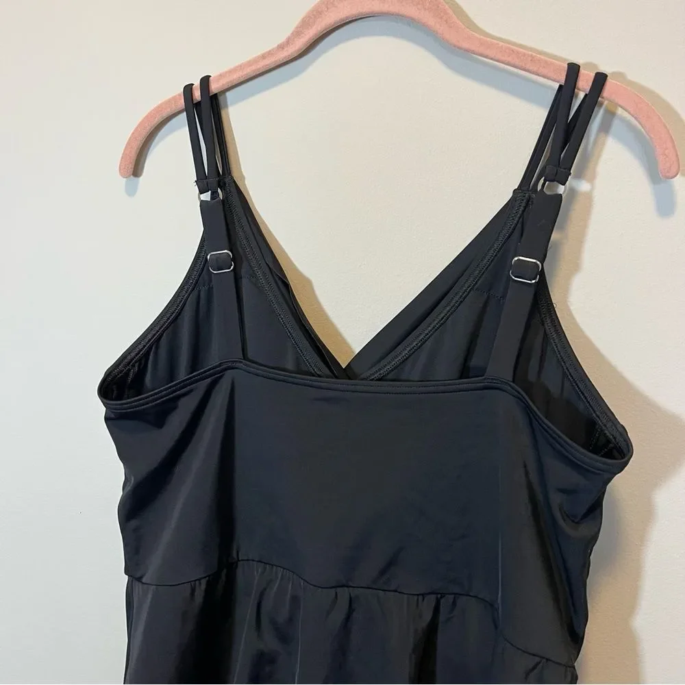 Lands’ End Black Swim Dress Swimsuit‎ Large 14-16